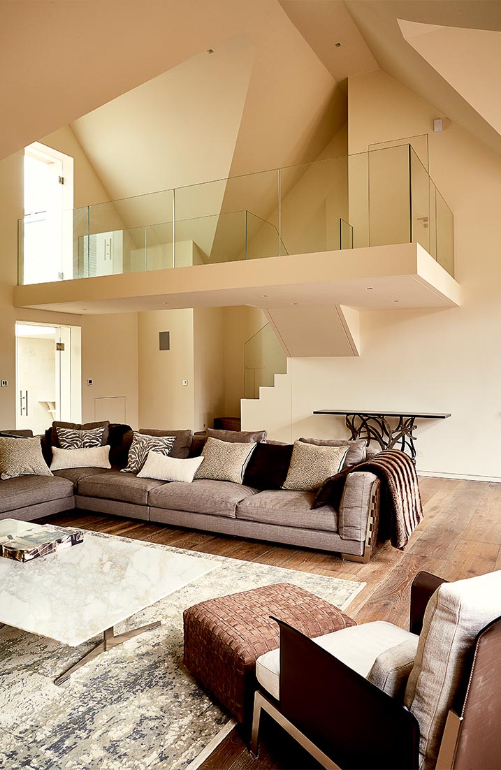 Living room with Glass walkway